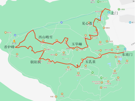 爬香山最佳路线地图图片